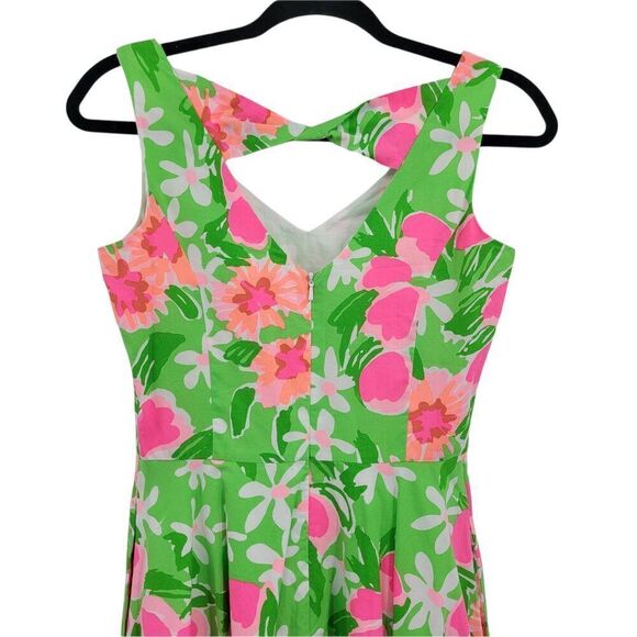 Lilly Pulitzer 80's Everything Nice Freja' Floral Fit & Flare Dress Pockets Sz 2 - Picture 7 of 12